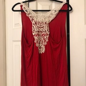 Red Lace back Tank Top